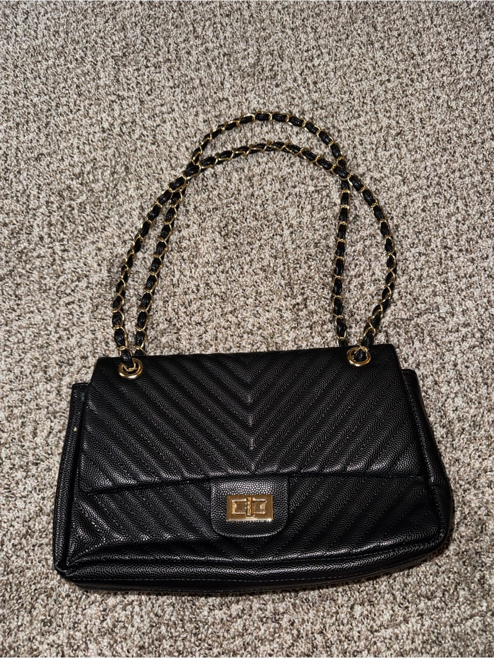 Black Chain-Handle Shoulder Bag